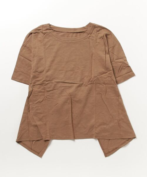 STYLEBLOCK（スタイルブロック）の「綿スラブバックリボンビッグシルエットカットソー（Tシャツ/カットソー・レディース・ブラック/チャコール/カーキ/オフホワイト/モカ・M）」の4枚目の写真