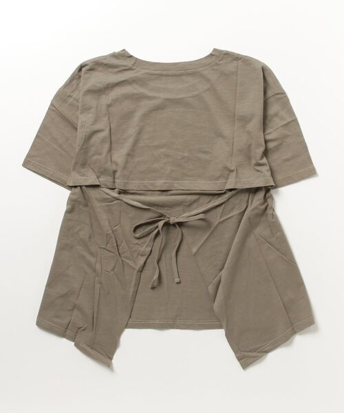 STYLEBLOCK（スタイルブロック）の「綿スラブバックリボンビッグシルエットカットソー（Tシャツ/カットソー・レディース・ブラック/チャコール/カーキ/オフホワイト/モカ・M）」の6枚目の写真