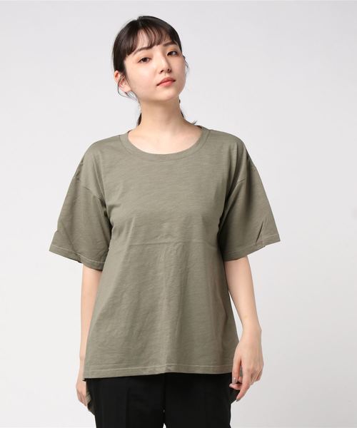 STYLEBLOCK（スタイルブロック）の「綿スラブバックリボンビッグシルエットカットソー（Tシャツ/カットソー・レディース・ブラック/チャコール/カーキ/オフホワイト/モカ・M）」の8枚目の写真