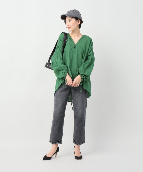 JOINT WORKS（ジョイントワークス）の「700 ボイルティアードブラウス（シャツ/ブラウス・レディース・ブラック/グリーン/ホワイト・FREE）」の8枚目の写真