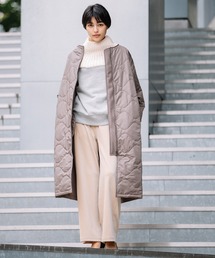 Munich | キルティングタフタ×スーパー100メルトン　ノーカラーコート(ノーカラーコート)
