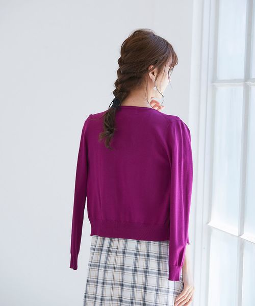 tocco closet(トッコ クローゼット)の「UV加工お花釦カーディガン(カーディガン/ボレロ・レディース・ネイビー/バイオレット/レッド系その他・M)」の9枚目の写真