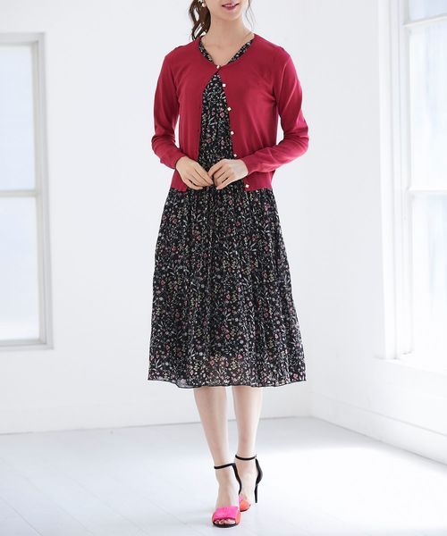 tocco closet(トッコ クローゼット)の「UV加工お花釦カーディガン(カーディガン/ボレロ・レディース・ネイビー/バイオレット/レッド系その他・M)」の10枚目の写真