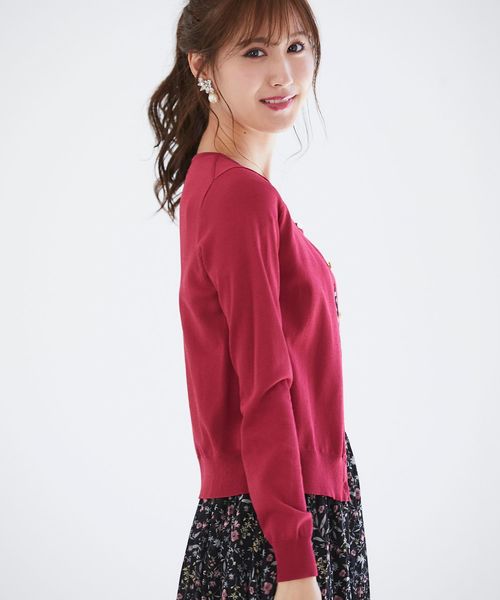 tocco closet(トッコ クローゼット)の「UV加工お花釦カーディガン(カーディガン/ボレロ・レディース・ネイビー/バイオレット/レッド系その他・M)」の11枚目の写真