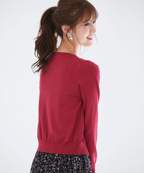 tocco closet(トッコ クローゼット)の「UV加工お花釦カーディガン(カーディガン/ボレロ・レディース・ネイビー/バイオレット/レッド系その他・M)」の12枚目の写真