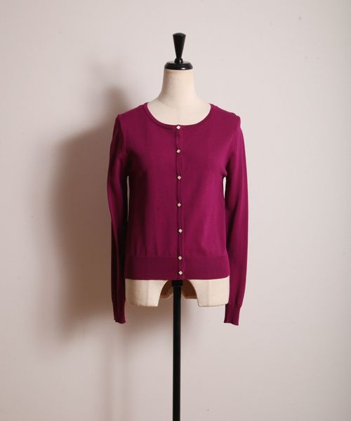 tocco closet(トッコ クローゼット)の「UV加工お花釦カーディガン(カーディガン/ボレロ・レディース・ネイビー/バイオレット/レッド系その他・M)」の15枚目の写真