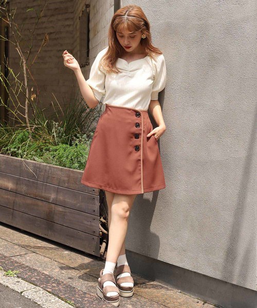 one after another NICE CLAUP(ワンアフターアナザーナイスクラップ)の「レディなテレコトップス(Tシャツ/カットソー・レディース・アイボリー/ブラウン/ライトベージュ/ピンク・FREE)」の5枚目の写真