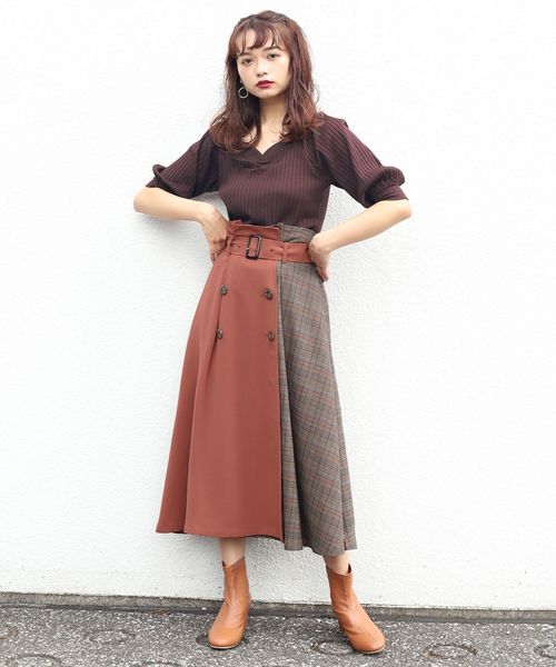 one after another NICE CLAUP(ワンアフターアナザーナイスクラップ)の「レディなテレコトップス(Tシャツ/カットソー・レディース・アイボリー/ブラウン/ライトベージュ/ピンク・FREE)」の15枚目の写真