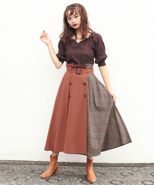 one after another NICE CLAUP(ワンアフターアナザーナイスクラップ)の「レディなテレコトップス(Tシャツ/カットソー・レディース・アイボリー/ブラウン/ライトベージュ/ピンク・FREE)」の21枚目の写真