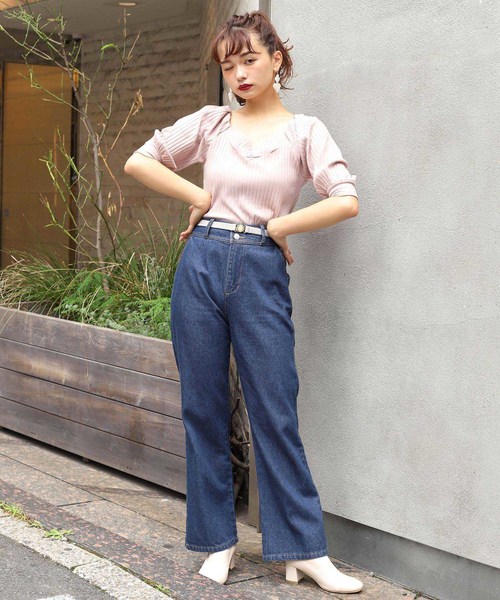 one after another NICE CLAUP(ワンアフターアナザーナイスクラップ)の「レディなテレコトップス(Tシャツ/カットソー・レディース・アイボリー/ブラウン/ライトベージュ/ピンク・FREE)」の17枚目の写真