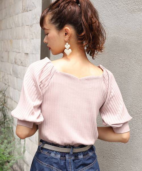 one after another NICE CLAUP(ワンアフターアナザーナイスクラップ)の「レディなテレコトップス(Tシャツ/カットソー・レディース・アイボリー/ブラウン/ライトベージュ/ピンク・FREE)」の11枚目の写真