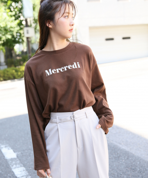Heather(ヘザー)の「アソートロゴT 854732(Tシャツ/カットソー)」|ブラウン