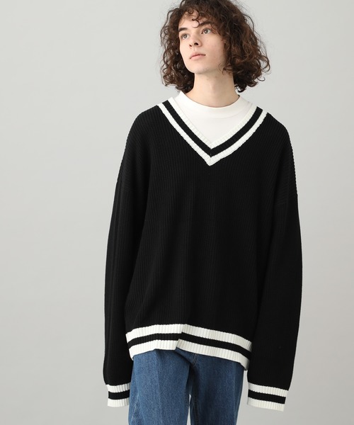 JUNRED（ジュンレッド）の「【WEB別注】ビッグチルデンニット（ニット/セーター・メンズ・ホワイト/ブラック・M/L）」の2枚目の写真