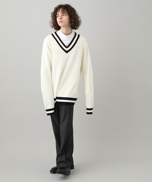 JUNRED（ジュンレッド）の「【WEB別注】ビッグチルデンニット（ニット/セーター・メンズ・ホワイト/ブラック・M/L）」の6枚目の写真