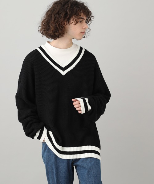 JUNRED（ジュンレッド）の「【WEB別注】ビッグチルデンニット（ニット/セーター・メンズ・ホワイト/ブラック・M/L）」の8枚目の写真