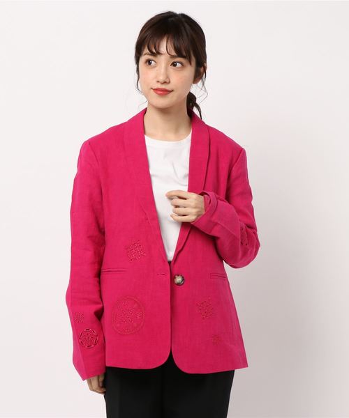 Desigual(デシグアル)の「花柄ブレザー(テーラードジャケット・レディース・レッド/ホワイト・4L/S/2L/L/M/3L)」の3枚目の写真