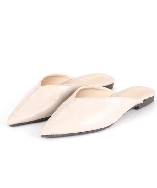 VIVIAN（ヴィヴィアン）の「ポインテッドトゥセンターステッチデザインVカットスリッパサンダル（サンダル・レディース・ブラック/アイボリー/キャメル/パイソン/グレー系その他7/ダークブラウン/グレー/グリーン/ゼブラ・LL/S/M/L）」の16枚目の写真