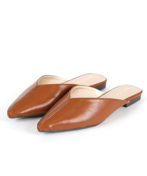 VIVIAN（ヴィヴィアン）の「ポインテッドトゥセンターステッチデザインVカットスリッパサンダル（サンダル・レディース・ブラック/アイボリー/キャメル/パイソン/グレー系その他7/ダークブラウン/グレー/グリーン/ゼブラ・LL/S/M/L）」の20枚目の写真