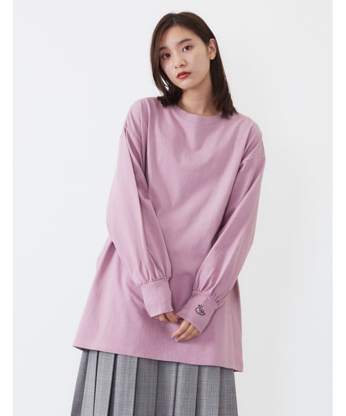 POU DOU DOU（プードゥドゥ）の「USコットンボリュームスリーブチュニック（Tシャツ/カットソー・レディース・オフホワイト/カーキ/ピンク/アイボリー/ダークグレー・3）」の5枚目の写真