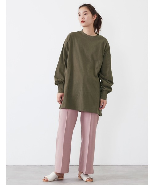 POU DOU DOU（プードゥドゥ）の「USコットンボリュームスリーブチュニック（Tシャツ/カットソー・レディース・オフホワイト/カーキ/ピンク/アイボリー/ダークグレー・3）」の6枚目の写真