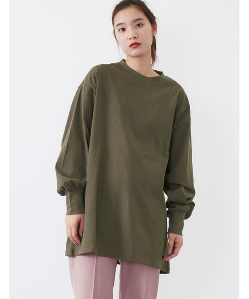 POU DOU DOU（プードゥドゥ）の「USコットンボリュームスリーブチュニック（Tシャツ/カットソー・レディース・オフホワイト/カーキ/ピンク/アイボリー/ダークグレー・3）」の8枚目の写真