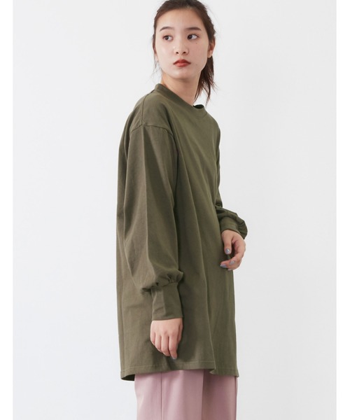 POU DOU DOU（プードゥドゥ）の「USコットンボリュームスリーブチュニック（Tシャツ/カットソー・レディース・オフホワイト/カーキ/ピンク/アイボリー/ダークグレー・3）」の10枚目の写真