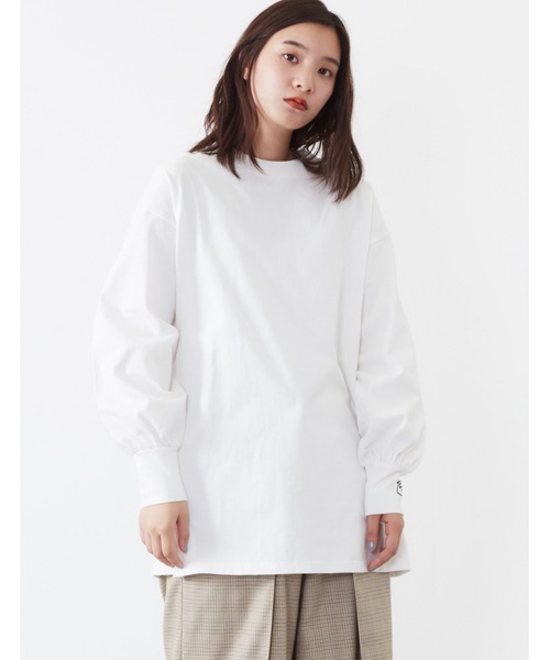 POU DOU DOU（プードゥドゥ）の「USコットンボリュームスリーブチュニック（Tシャツ/カットソー・レディース・オフホワイト/カーキ/ピンク/アイボリー/ダークグレー・3）」の13枚目の写真