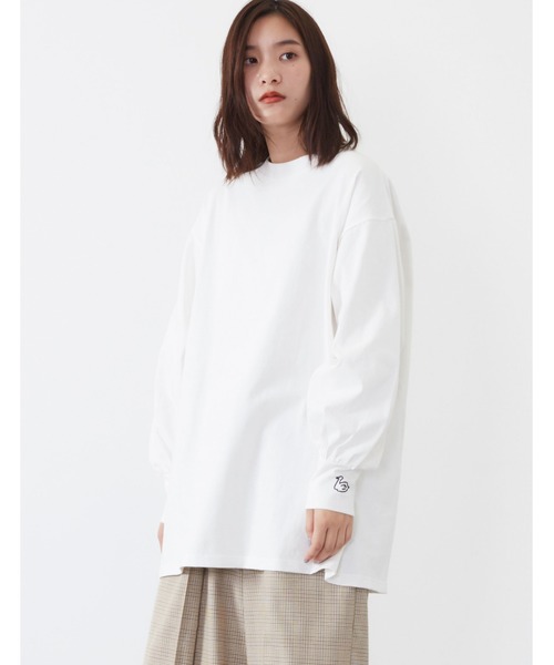 POU DOU DOU（プードゥドゥ）の「USコットンボリュームスリーブチュニック（Tシャツ/カットソー・レディース・オフホワイト/カーキ/ピンク/アイボリー/ダークグレー・3）」の15枚目の写真