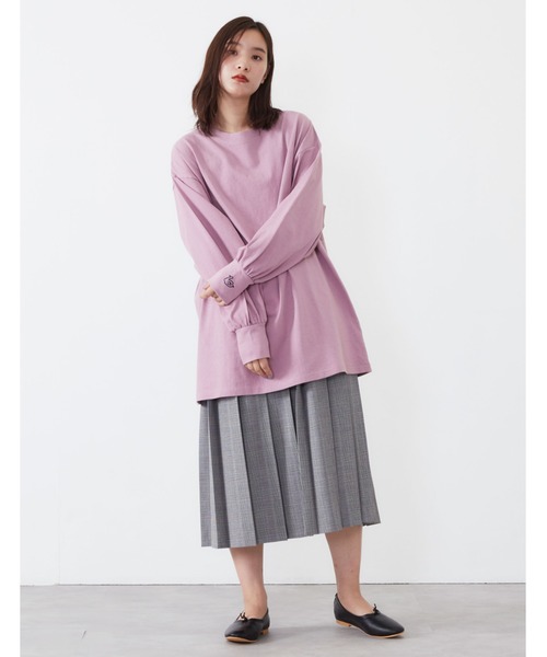 POU DOU DOU（プードゥドゥ）の「USコットンボリュームスリーブチュニック（Tシャツ/カットソー・レディース・オフホワイト/カーキ/ピンク/アイボリー/ダークグレー・3）」の16枚目の写真