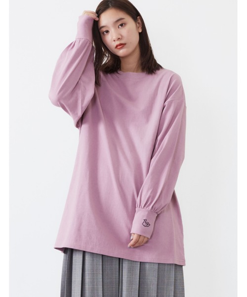 POU DOU DOU（プードゥドゥ）の「USコットンボリュームスリーブチュニック（Tシャツ/カットソー・レディース・オフホワイト/カーキ/ピンク/アイボリー/ダークグレー・3）」の18枚目の写真