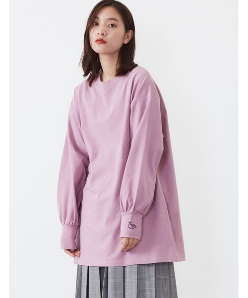 POU DOU DOU（プードゥドゥ）の「USコットンボリュームスリーブチュニック（Tシャツ/カットソー・レディース・オフホワイト/カーキ/ピンク/アイボリー/ダークグレー・3）」の19枚目の写真