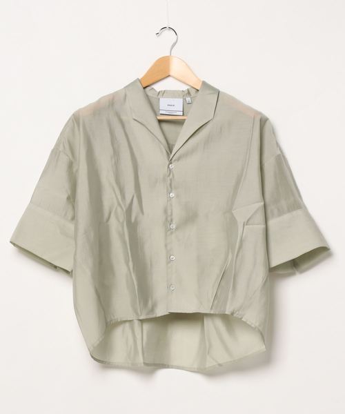 kha:ki（カーキ）の「「KHA:KI / カーキ」スクエアテンセル開衿シャツ"SHEER OPEN COLLAR SHIRTS"（シャツ/ブラウス・レディース・グリーン/ベージュ/ホワイト/ブルー・1）」の3枚目の写真