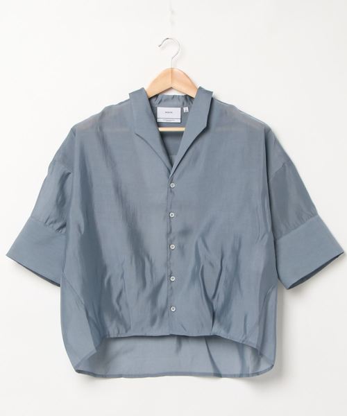 kha:ki（カーキ）の「「KHA:KI / カーキ」スクエアテンセル開衿シャツ"SHEER OPEN COLLAR SHIRTS"（シャツ/ブラウス・レディース・グリーン/ベージュ/ホワイト/ブルー・1）」の7枚目の写真