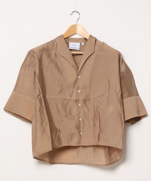 kha:ki（カーキ）の「「KHA:KI / カーキ」スクエアテンセル開衿シャツ"SHEER OPEN COLLAR SHIRTS"（シャツ/ブラウス・レディース・グリーン/ベージュ/ホワイト/ブルー・1）」の6枚目の写真