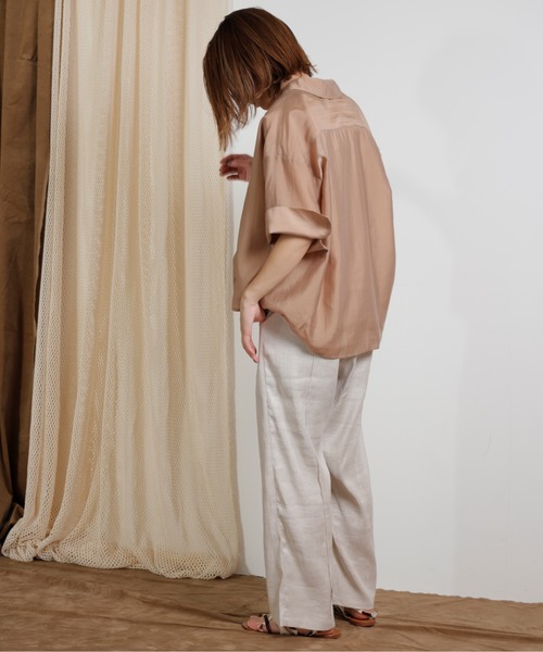 kha:ki（カーキ）の「「KHA:KI / カーキ」スクエアテンセル開衿シャツ"SHEER OPEN COLLAR SHIRTS"（シャツ/ブラウス・レディース・グリーン/ベージュ/ホワイト/ブルー・1）」の11枚目の写真