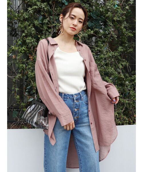 MURUA（ムルーア）の「ルーズオーバーシャツ（シャツ/ブラウス・レディース・ホワイト/ベージュ/ピンク・FREE）」の3枚目の写真