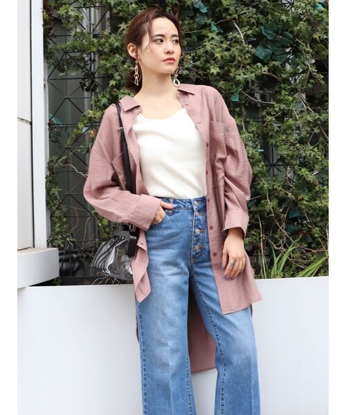 MURUA（ムルーア）の「ルーズオーバーシャツ（シャツ/ブラウス・レディース・ホワイト/ベージュ/ピンク・FREE）」の6枚目の写真