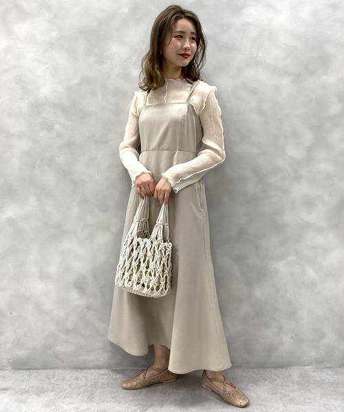 one after another NICE CLAUP(ワンアフターアナザーナイスクラップ)の「インナーセットロングジャンパースカート(ジャンパースカート・レディース・ベージュ/カーキ/ライム・FREE)」の5枚目の写真