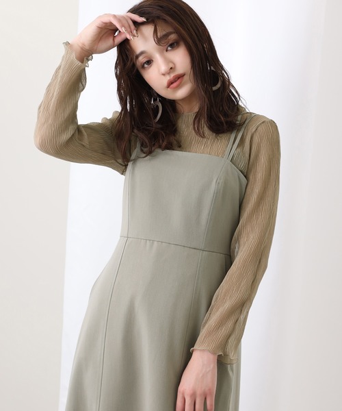one after another NICE CLAUP(ワンアフターアナザーナイスクラップ)の「インナーセットロングジャンパースカート(ジャンパースカート・レディース・ベージュ/カーキ/ライム・FREE)」の10枚目の写真