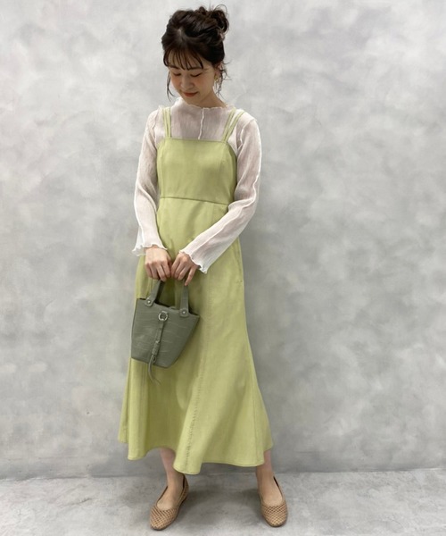 one after another NICE CLAUP(ワンアフターアナザーナイスクラップ)の「インナーセットロングジャンパースカート(ジャンパースカート・レディース・ベージュ/カーキ/ライム・FREE)」の13枚目の写真