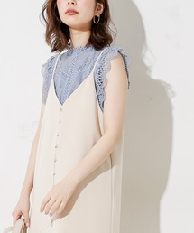 natural couture | レース切替ノースリブラウス(シャツ/ブラウス)