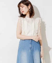 natural couture | レース切替ノースリブラウス(シャツ/ブラウス)