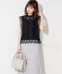 natural couture | レース切替ノースリブラウス(シャツ/ブラウス)