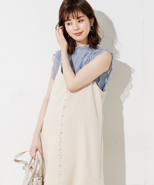 natural couture（ナチュラルクチュール）の「レース切替ノースリブラウス（シャツ/ブラウス・レディース・ブラック/サックスブルー/アイボリー/ホワイト×ブラック・FREE）」の16枚目の写真