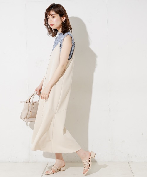 natural couture（ナチュラルクチュール）の「レース切替ノースリブラウス（シャツ/ブラウス・レディース・ブラック/サックスブルー/アイボリー/ホワイト×ブラック・FREE）」の14枚目の写真