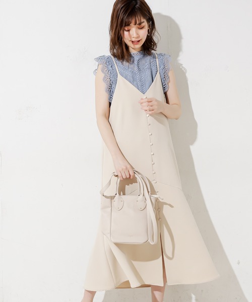 natural couture（ナチュラルクチュール）の「レース切替ノースリブラウス（シャツ/ブラウス・レディース・ブラック/サックスブルー/アイボリー/ホワイト×ブラック・FREE）」の15枚目の写真