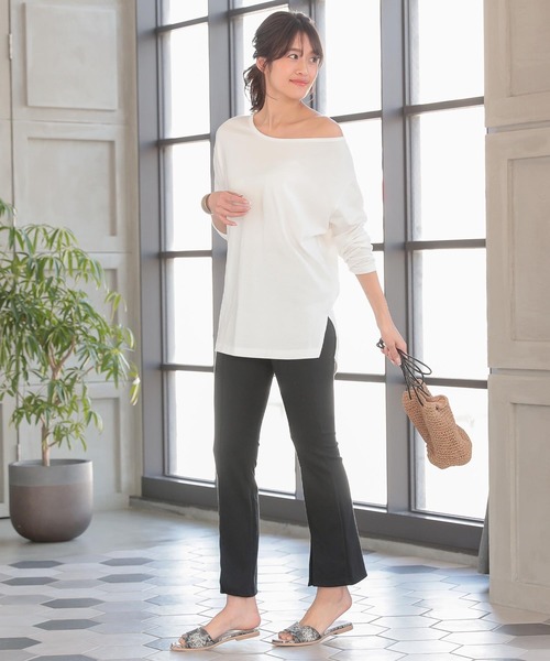 KOBE LETTUCE(コウベレタス)の「フロントスリットフレアパンツ(その他パンツ・レディース・ライトベージュ/ブラック・FREE)」の6枚目の写真