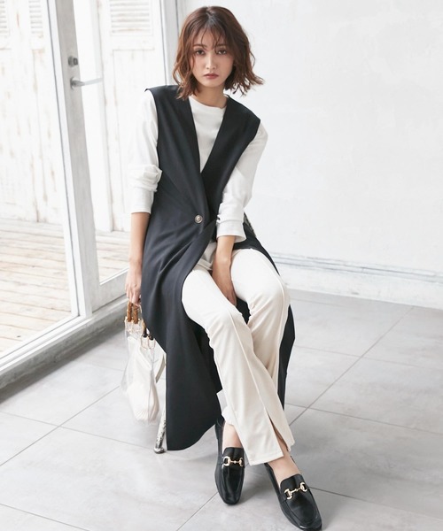 KOBE LETTUCE(コウベレタス)の「フロントスリットフレアパンツ(その他パンツ・レディース・ライトベージュ/ブラック・FREE)」の13枚目の写真