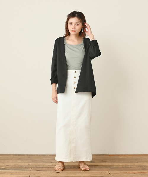 Omekashi（オメカシ）の「テーラーシャツジャケット（テーラードジャケット・レディース・ブラック/ベージュ・FREE）」の4枚目の写真