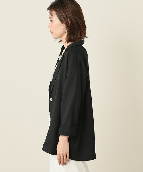 Omekashi（オメカシ）の「テーラーシャツジャケット（テーラードジャケット・レディース・ブラック/ベージュ・FREE）」の5枚目の写真